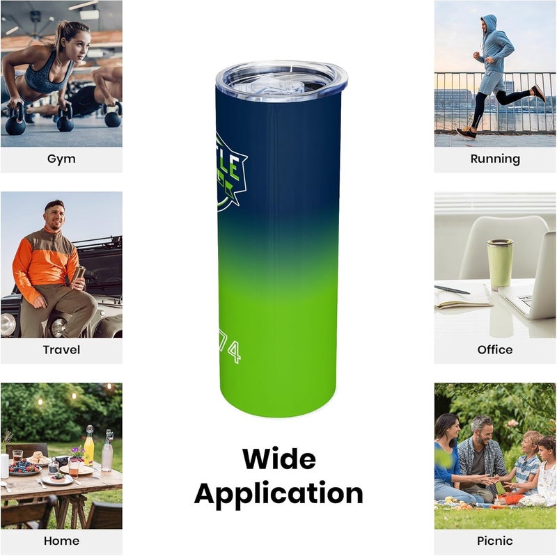 Suswoos Seattle EST 1974 Tumblers 20oz Straight Skinny Car Cups Sports Travel Coffee Mug,Stainless Steel,Insulated,Classic Collection Gifts for Men Women Fans. - Image 4